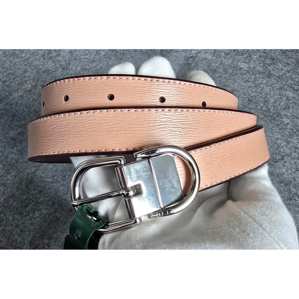 NWT Lauren Ralph Lauren Reversible Crosshatch Leather Belt Pink & Taupe Sz L - Picture 3 of 8